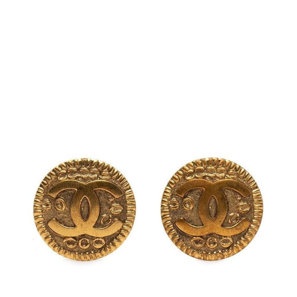 Chanel CC Logo Gold Plated Earrings